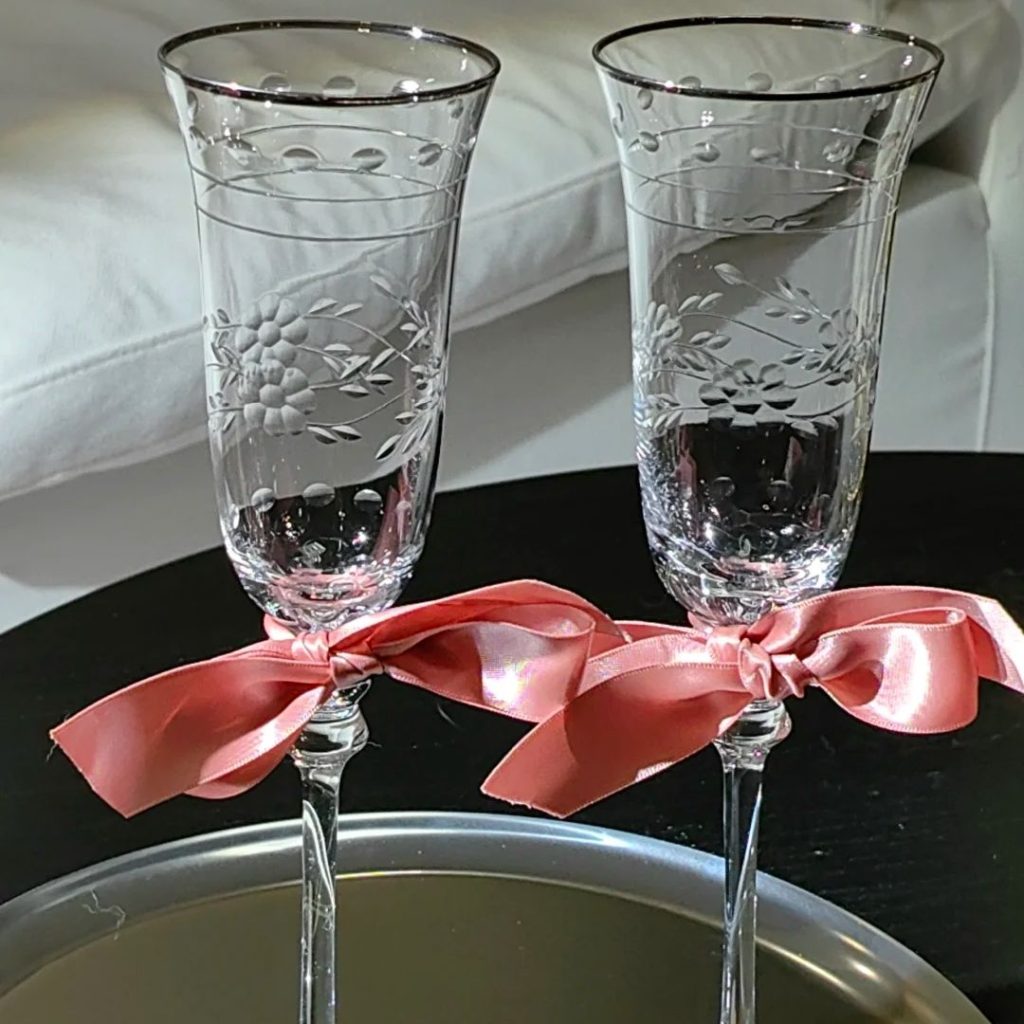 champagne glass​-36-French carved vintage