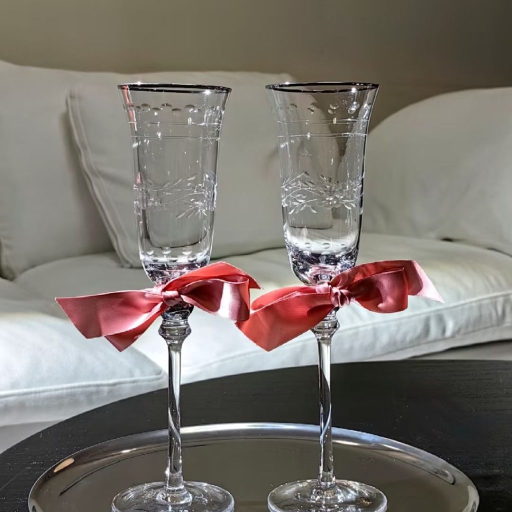 champagne glass​-38-French carved vintage