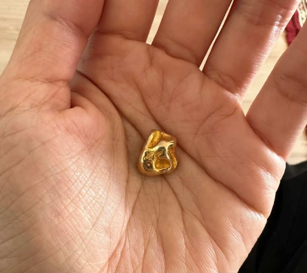 gold nugget earrings​-4-Natural octahedron