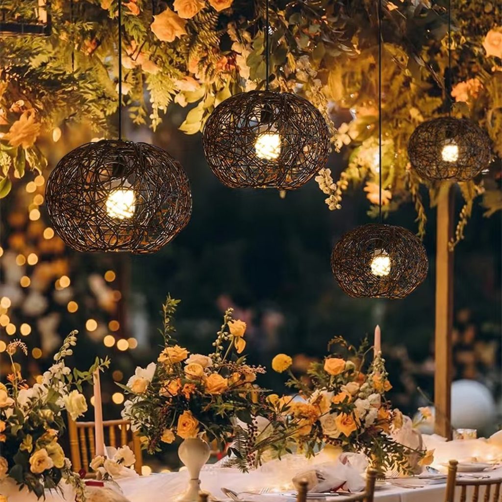 outdoor pendant lighting​-1-Weatherproof rattan
