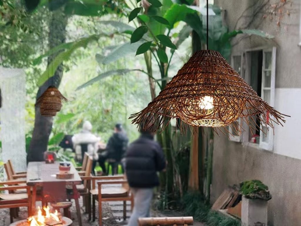 outdoor pendant lighting​-3-Weatherproof rattan