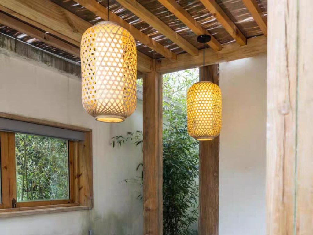 outdoor pendant lighting​-38-Bamboo wicker lantern