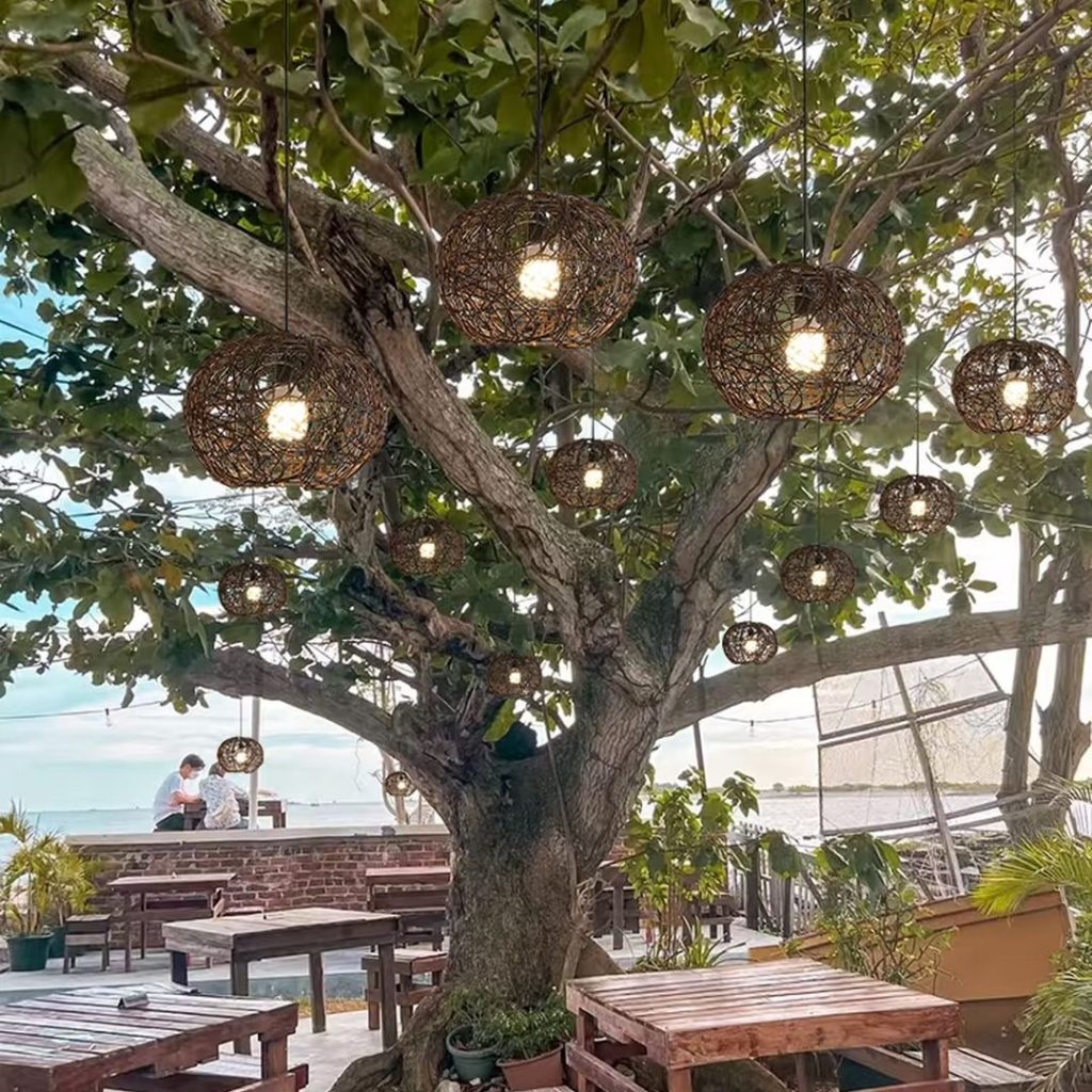 outdoor pendant lighting​-5-Weatherproof rattan