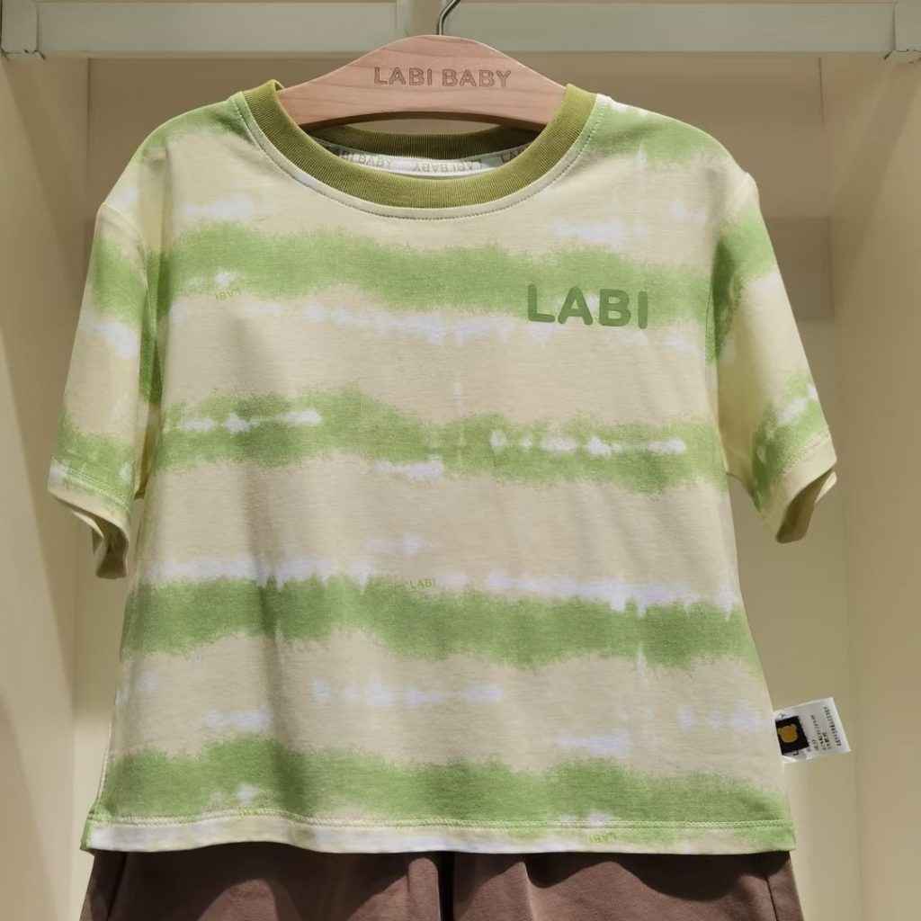 baby tee​-1-Green and white tie-dye