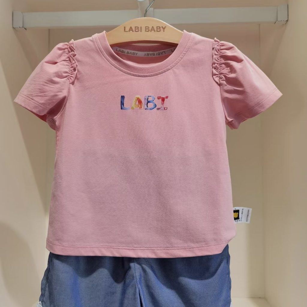 baby tee​-27-Soft pink puff-sleeve