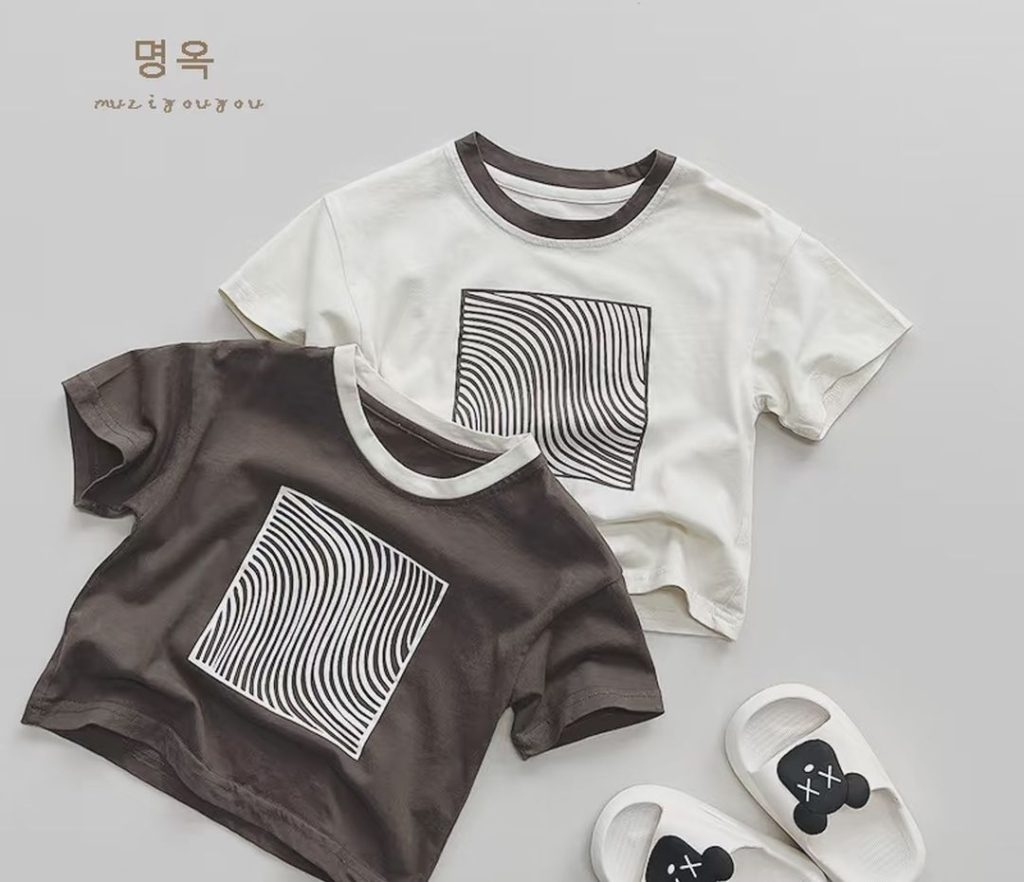 baby tee​-41-Korean-style statement stripe