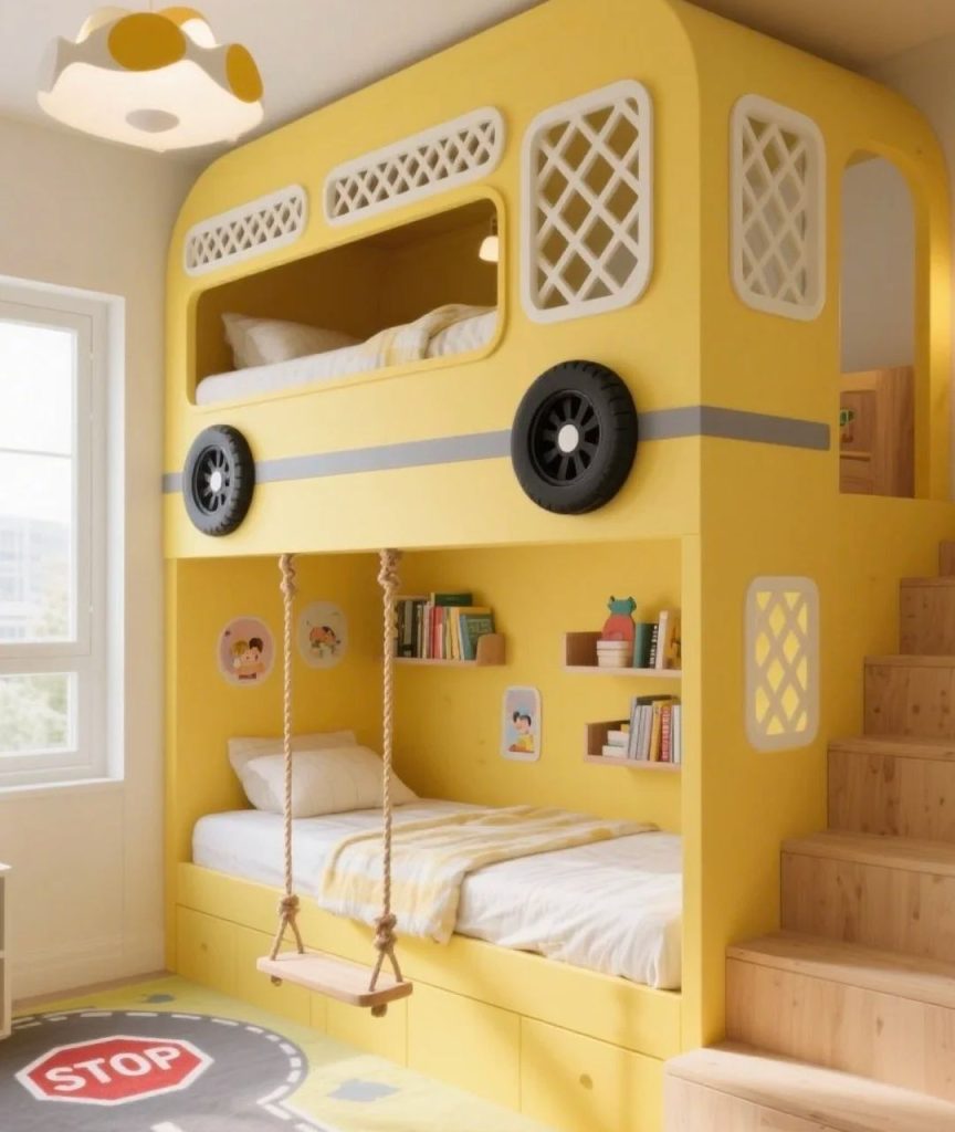 car bed​-18-School bus-themed