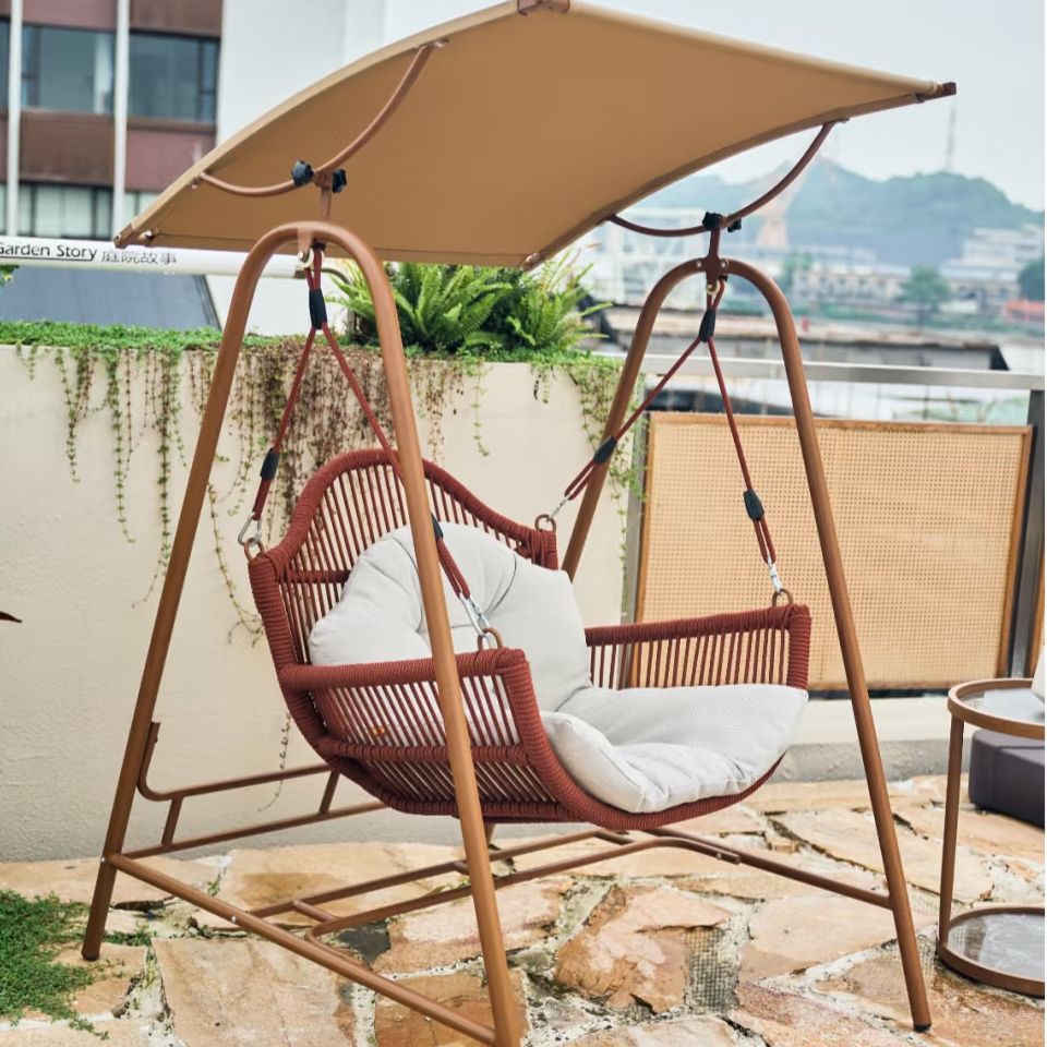outdoor swing chair​-18-Hand-woven rattan