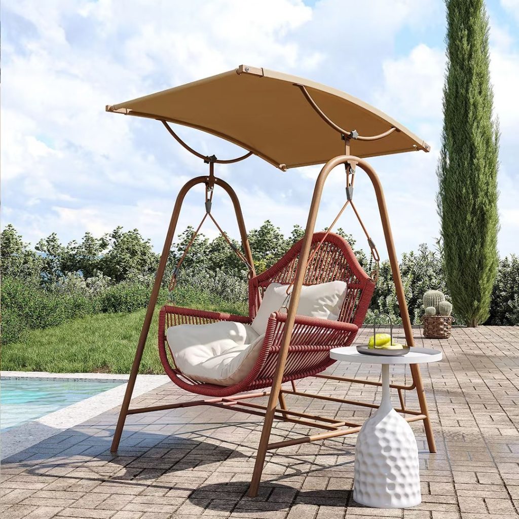outdoor swing chair​-20-Hand-woven rattan