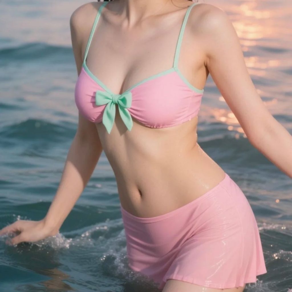pink bikini​-13-Blue Trim