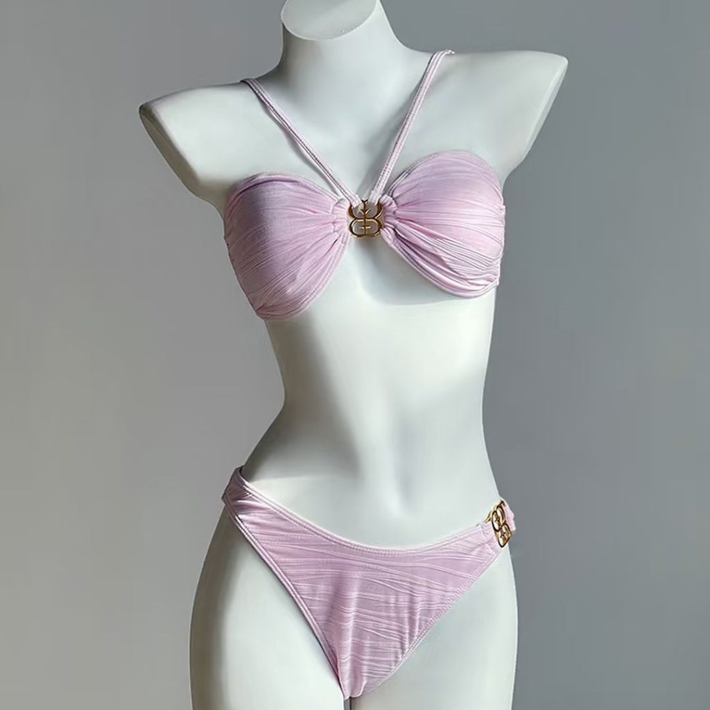 pink bikini​-24-Ladylike pink bikini 3-piece set