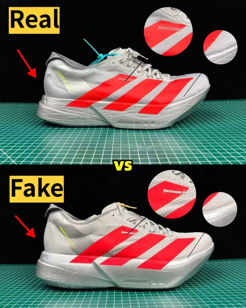 SPOTTING fake reps shoes: 7 Essential Tips You Need To Know 25 Reps shoes-24-Adidas Adizero Adios Pro 4 Real vs Fake