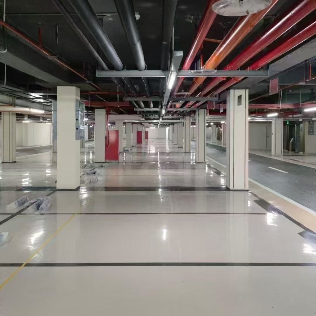 polyaspartic garage floor coating​-1-underground garage